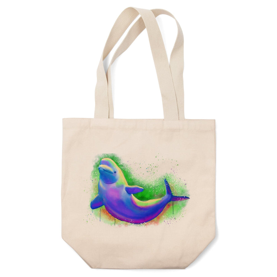 Beluga Whale, Vivid Colors, Lantern Press Artwork, Tote Bag Totes Lantern Press 