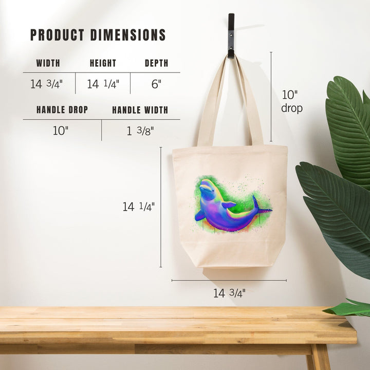 Beluga Whale, Vivid Colors, Tote Bag Totes Lantern Press 