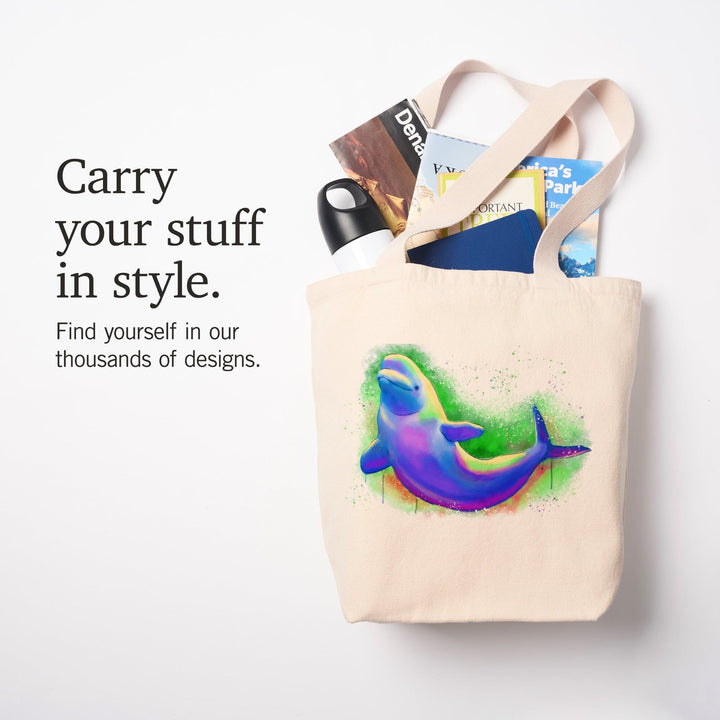 Beluga Whale, Vivid Colors, Tote Bag Totes Lantern Press 