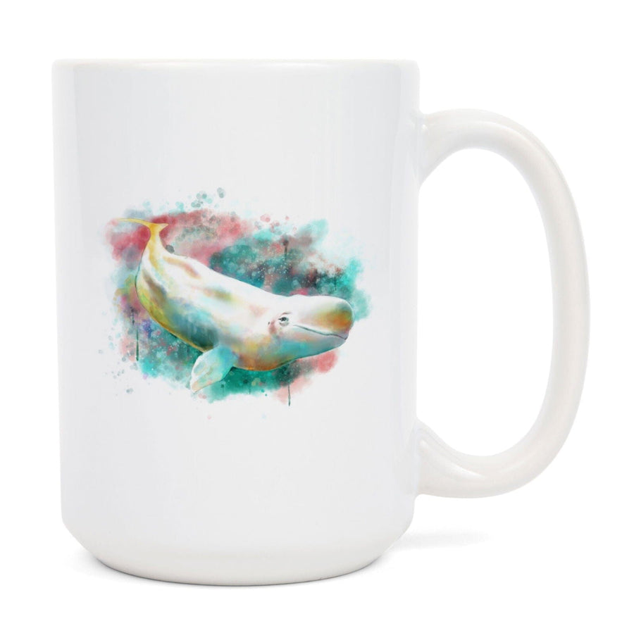 Beluga Whale, Watercolor, Lantern Press Artwork, Ceramic Mug Mugs Lantern Press 