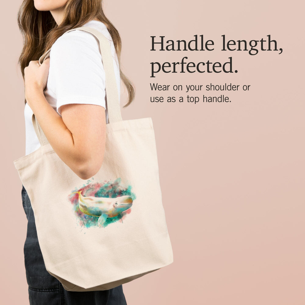Beluga Whale, Watercolor, Tote Bag Totes Lantern Press 
