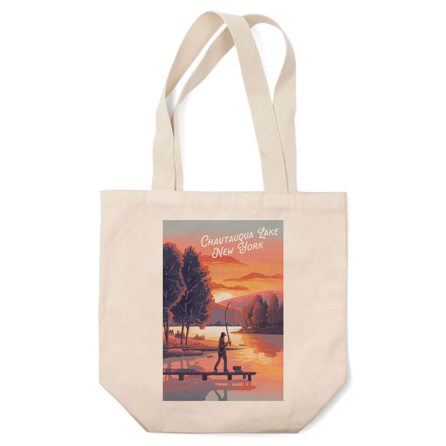 Bemus Point, New York, Chautauqua Lake, This is Living, Fishing with Hills, Tote Bag Totes Lantern Press 