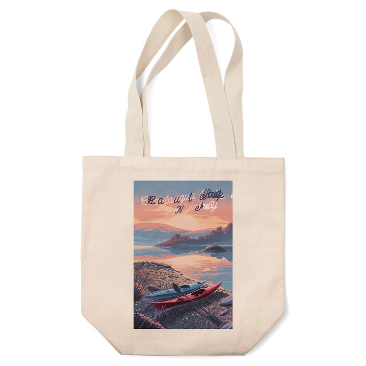 Bemus Point, New York, Get Outside Series, Glossy Sunrise, Kayak, Tote Bag Totes Lantern Press 