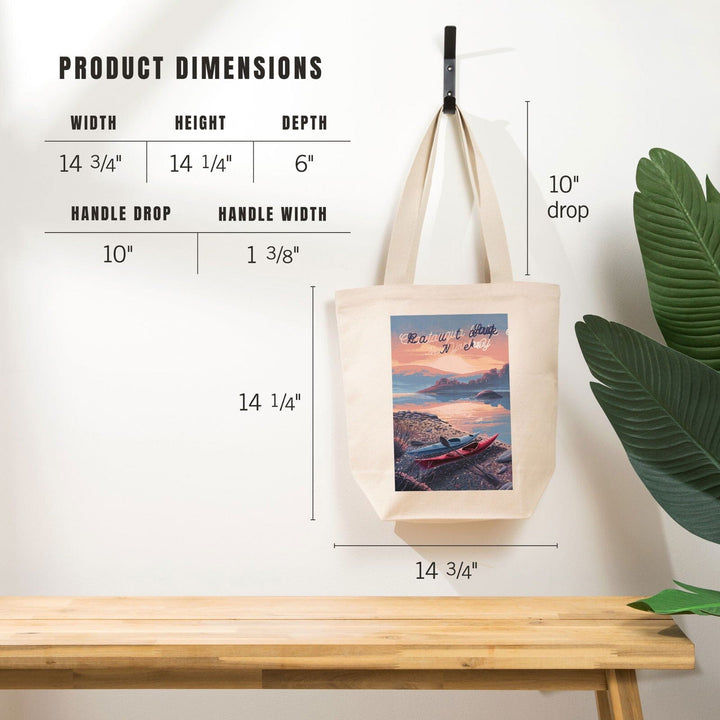 Bemus Point, New York, Get Outside Series, Glossy Sunrise, Kayak, Tote Bag Totes Lantern Press 