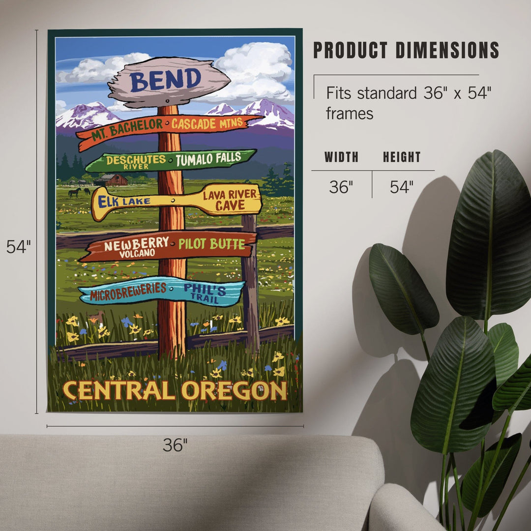 Bend, Central Oregon, Destination Signpost, Art & Giclee Prints Art Lantern Press 