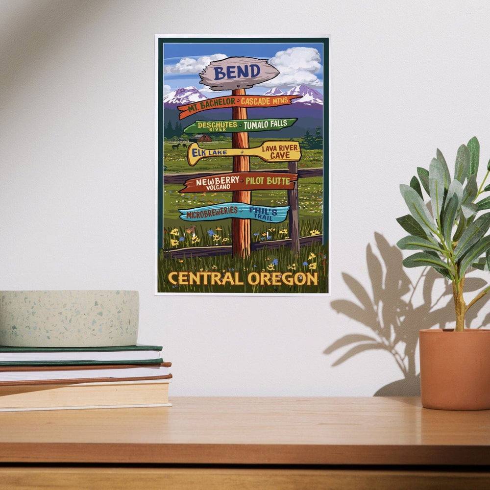 Bend, Central Oregon, Destination Signpost, Art & Giclee Prints Art Lantern Press 