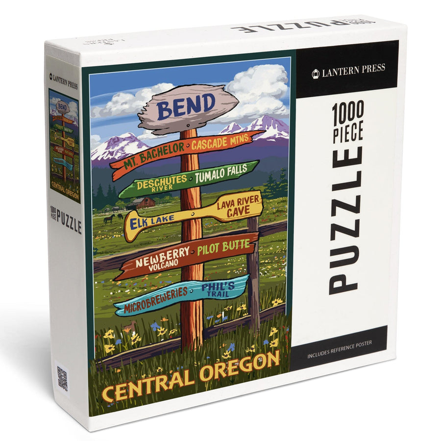 Bend, Central Oregon, Destination Signpost, Jigsaw Puzzle Puzzle Lantern Press 