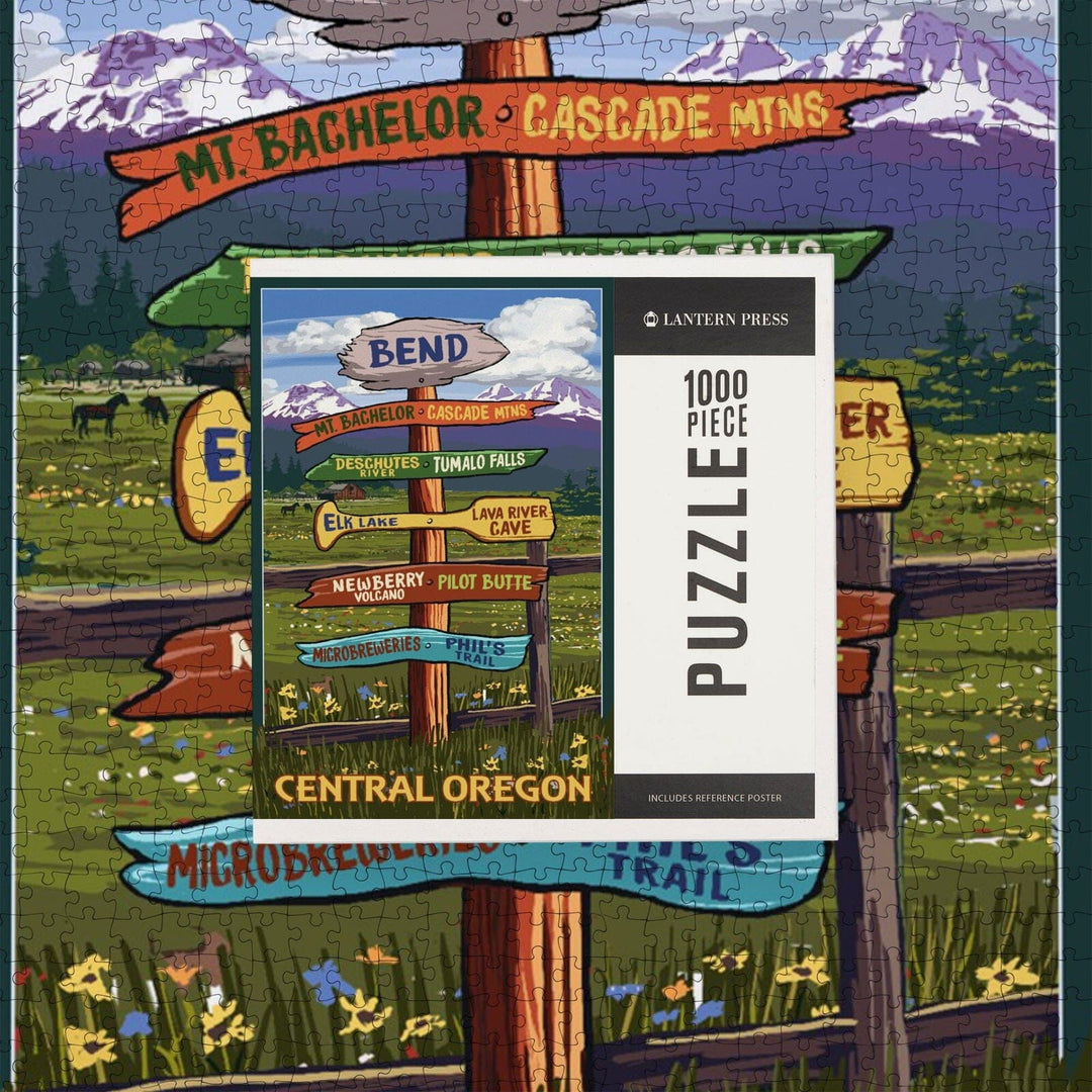 Bend, Central Oregon, Destination Signpost, Jigsaw Puzzle Puzzle Lantern Press 