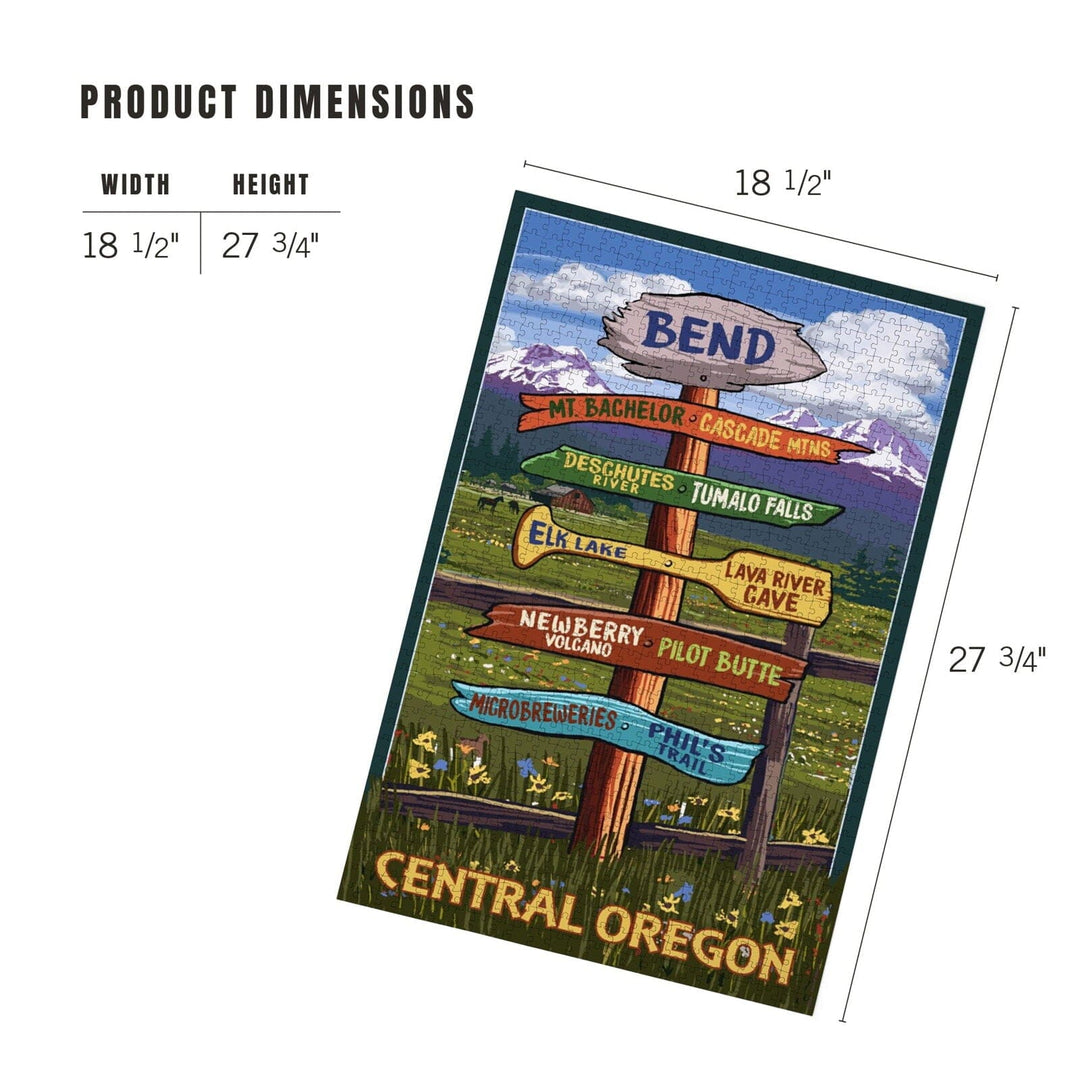 Bend, Central Oregon, Destination Signpost, Jigsaw Puzzle Puzzle Lantern Press 