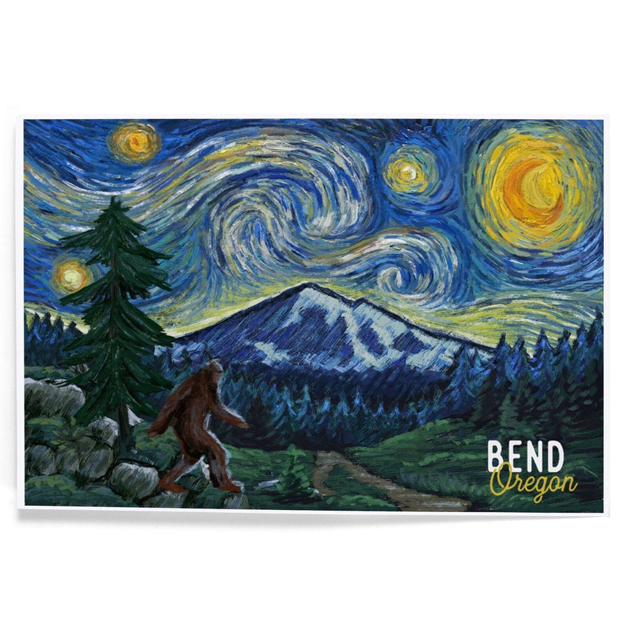 Bend, Oregon, Bigfoot, Starry Night, Art & Giclee Prints Art Lantern Press 