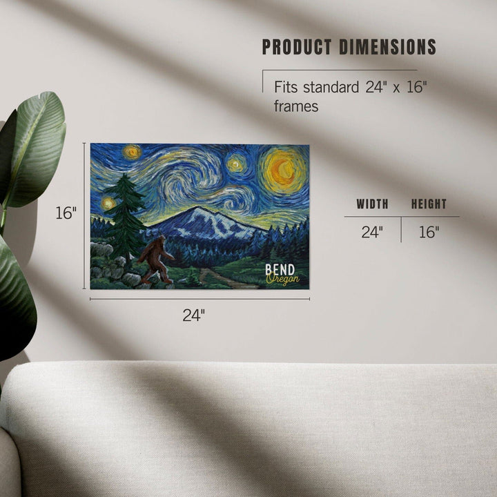 Bend, Oregon, Bigfoot, Starry Night, Art & Giclee Prints Art Lantern Press 