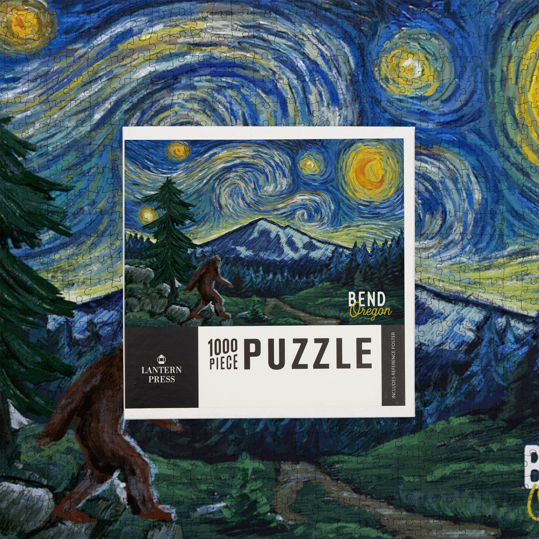 Bend, Oregon, Bigfoot, Starry Night, Jigsaw Puzzle Puzzle Lantern Press 