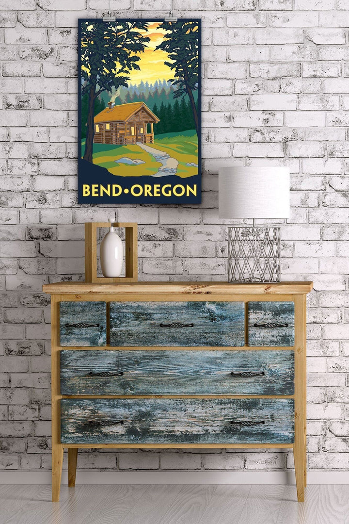 Bend, Oregon, Cabin in the Woods Scene, Art & Giclee Prints Art Lantern Press 