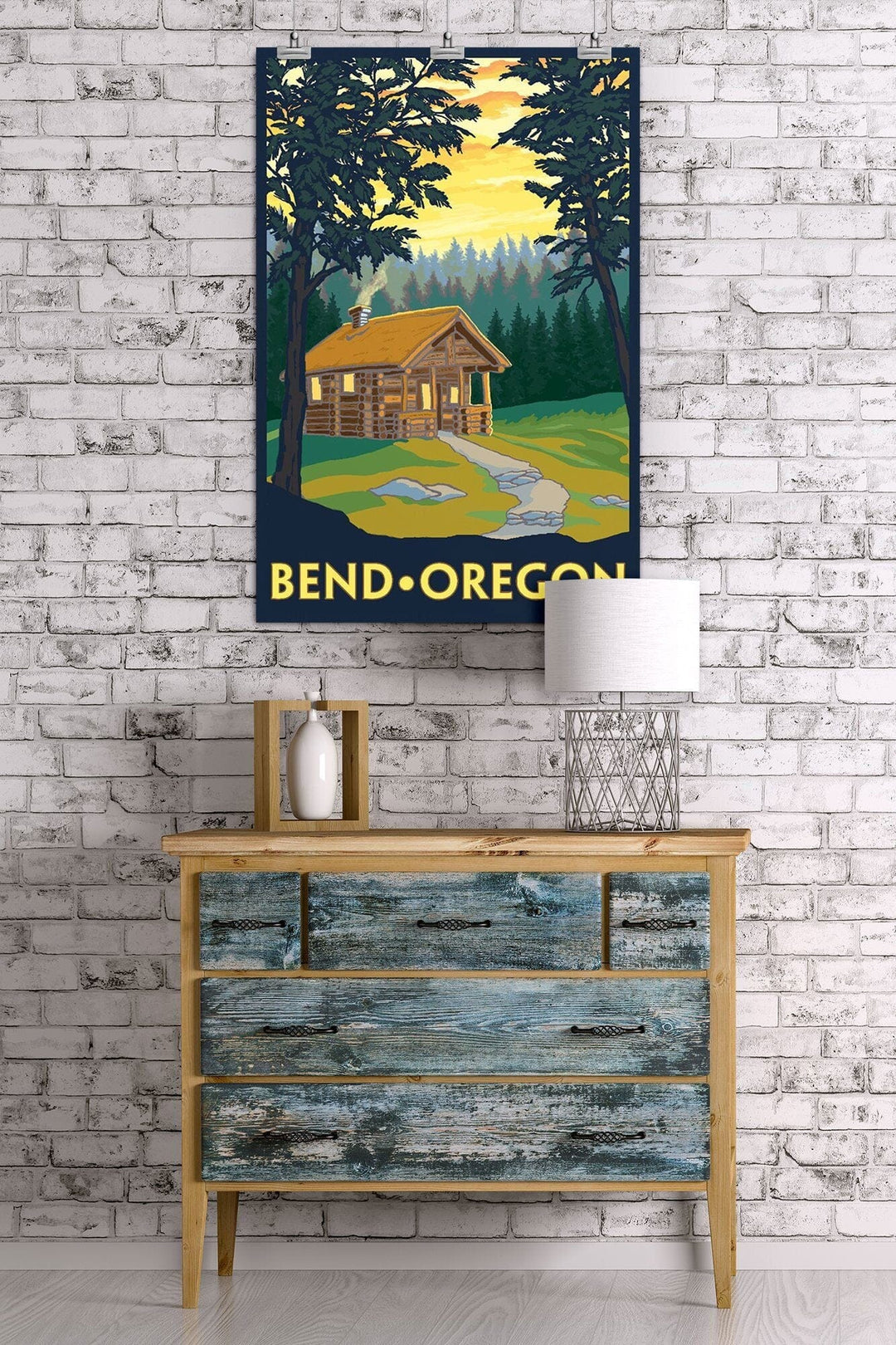 Bend, Oregon, Cabin in the Woods Scene, Art & Giclee Prints Art Lantern Press 