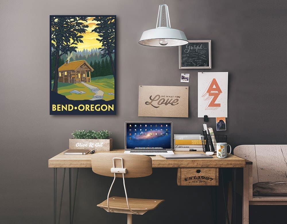 Bend, Oregon, Cabin in the Woods Scene, Art & Giclee Prints Art Lantern Press 