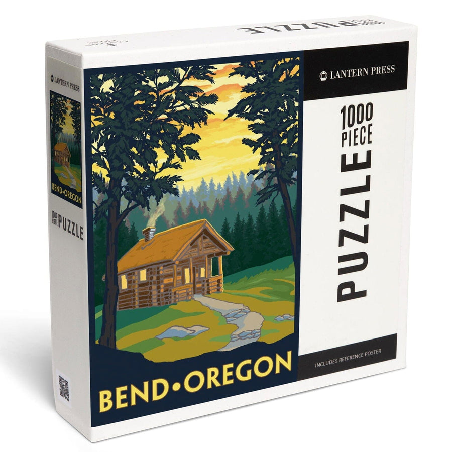 Bend, Oregon, Cabin in the Woods Scene, Jigsaw Puzzle Puzzle Lantern Press 