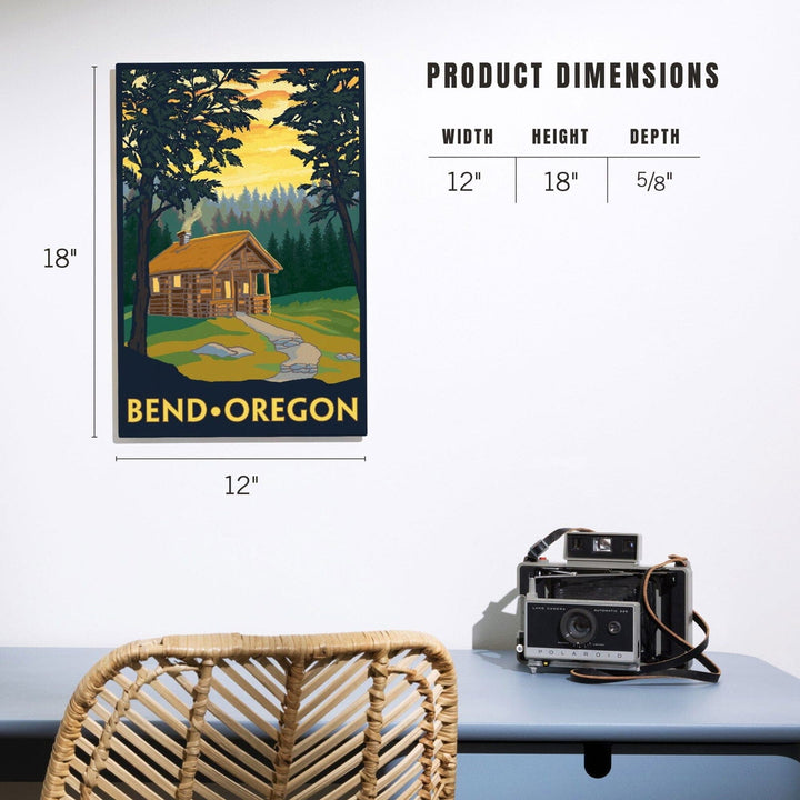 Bend, Oregon, Cabin in the Woods Scene, Lantern Press Artwork, Wood Signs and Postcards Wood Lantern Press 