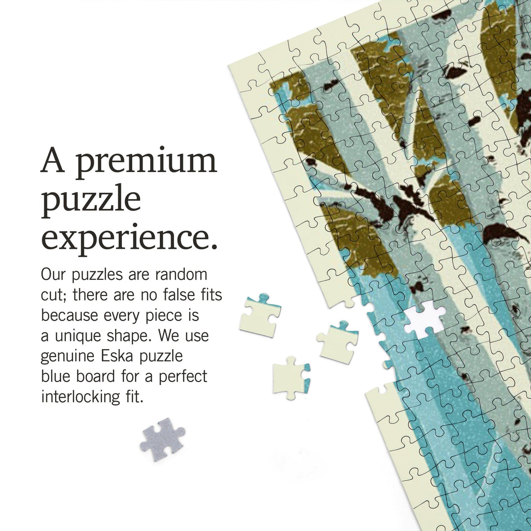 Bend, Oregon, Deer and Fawn, Letterpress, Jigsaw Puzzle Puzzle Lantern Press 