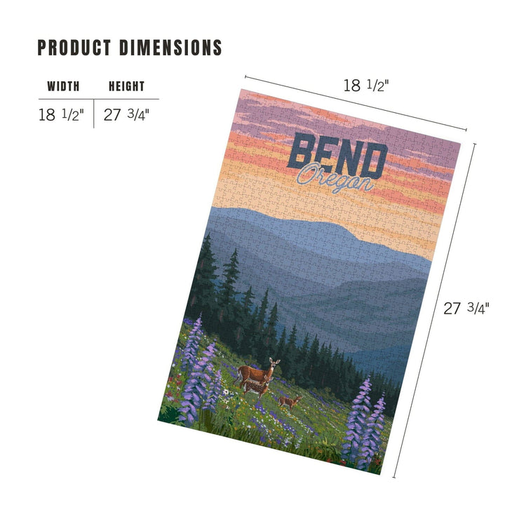 Bend, Oregon, Deer and Spring Flowers, Jigsaw Puzzle Puzzle Lantern Press 