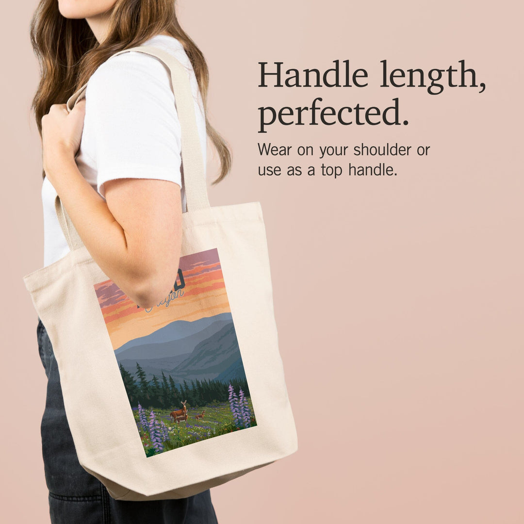 Bend, Oregon, Deer and Spring Flowers, Tote Bag Totes Lantern Press 