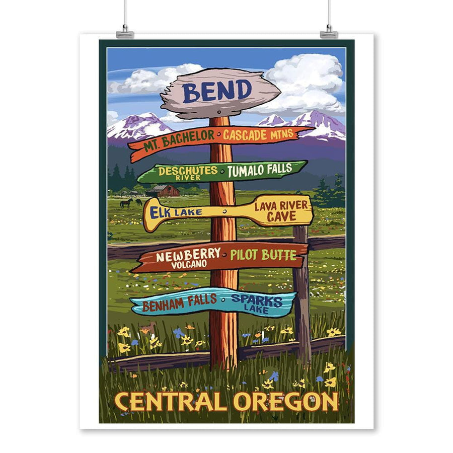 Bend, Oregon, Destination Signpost, Art & Giclee Prints Art Lantern Press 