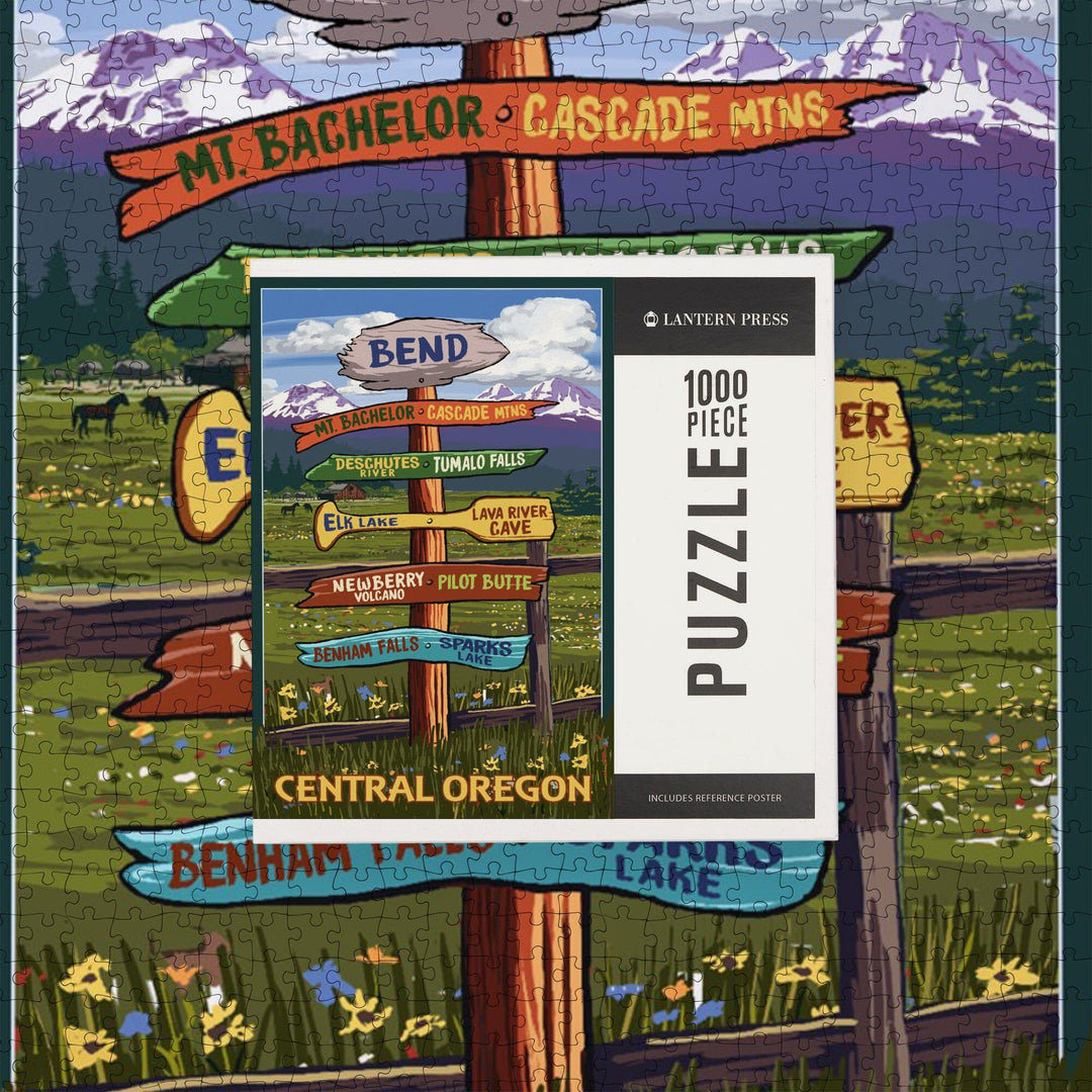 Bend, Oregon, Destination Signpost, Jigsaw Puzzle Puzzle Lantern Press 