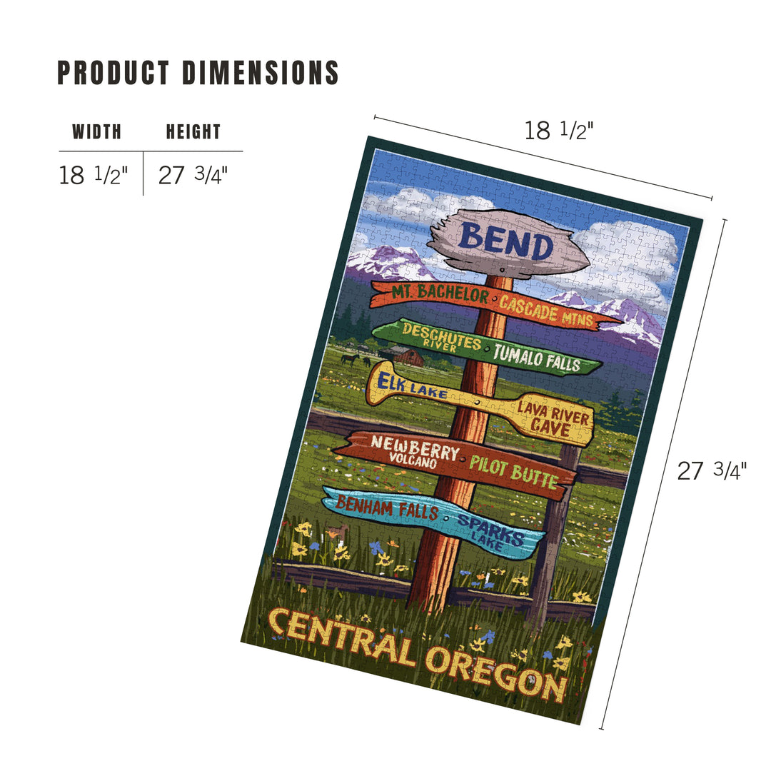 Bend, Oregon, Destination Signpost, Jigsaw Puzzle Puzzle Lantern Press 