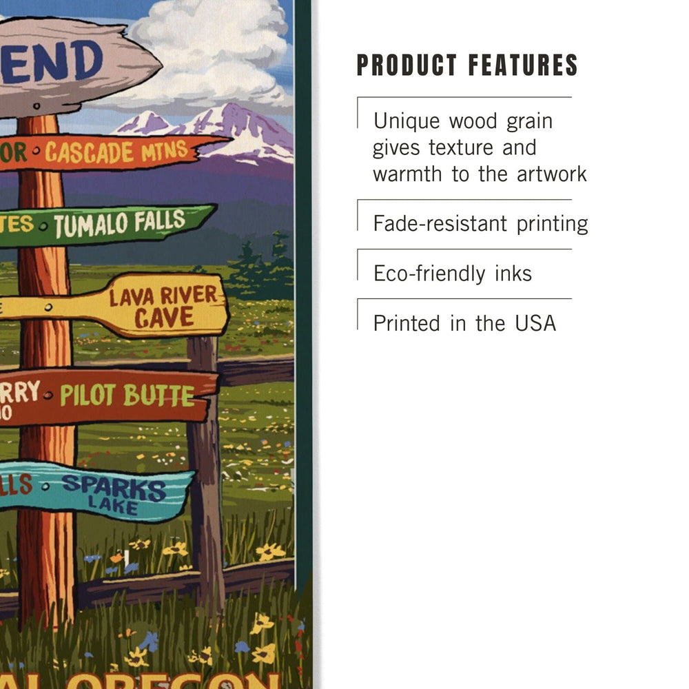 Bend, Oregon, Destination Signpost, Lantern Press Artwork, Wood Signs and Postcards Wood Lantern Press 