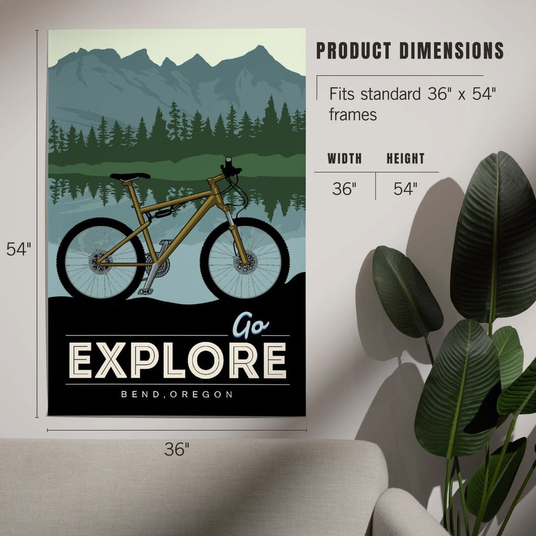 Bend, Oregon, Go Explore, Bike, Art & Giclee Prints Art Lantern Press 