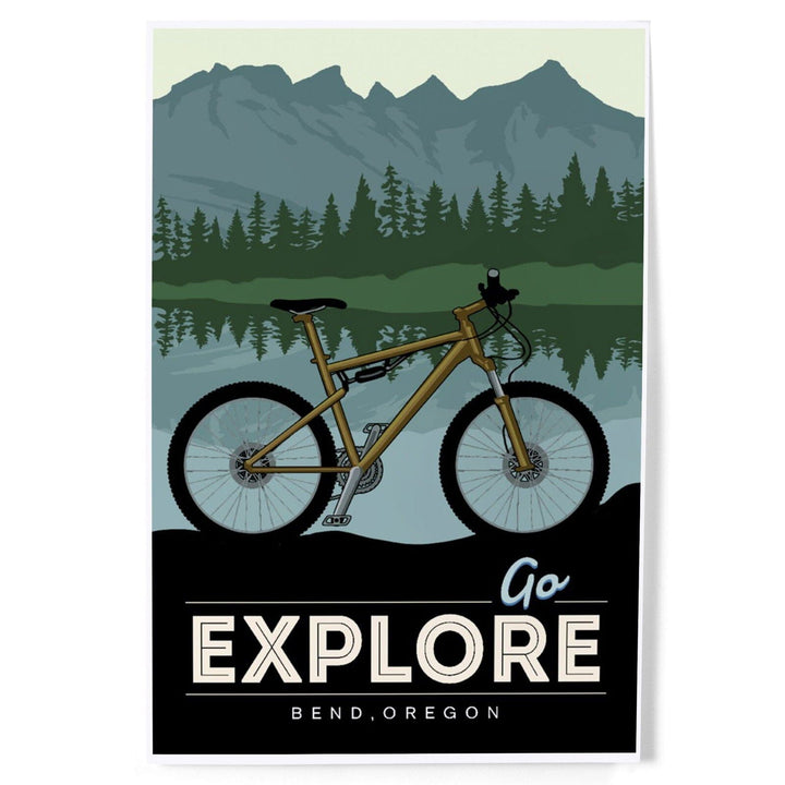 Bend, Oregon, Go Explore, Bike, Art & Giclee Prints Art Lantern Press 