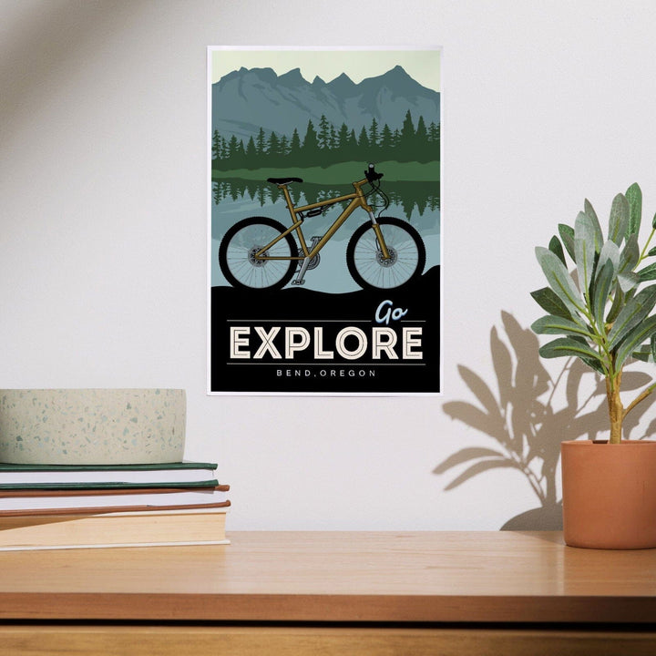 Bend, Oregon, Go Explore, Bike, Art & Giclee Prints Art Lantern Press 