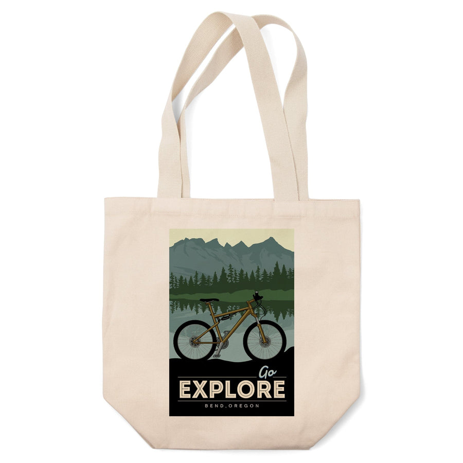 Bend, Oregon, Go Explore, Bike, Tote Bag Totes Lantern Press 