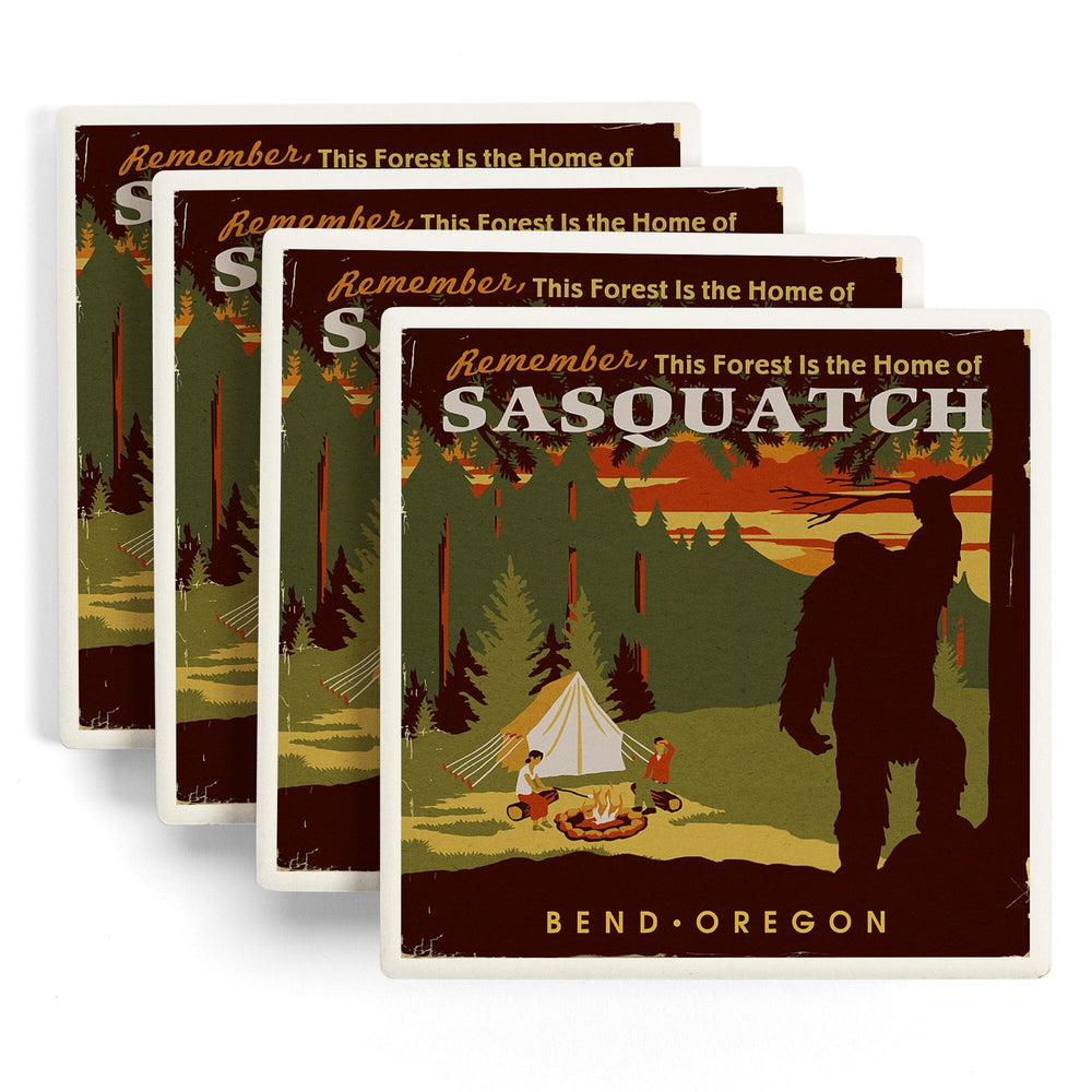 Bend, Oregon, Home of Sasquatch, Coasters Coasters Lantern Press 