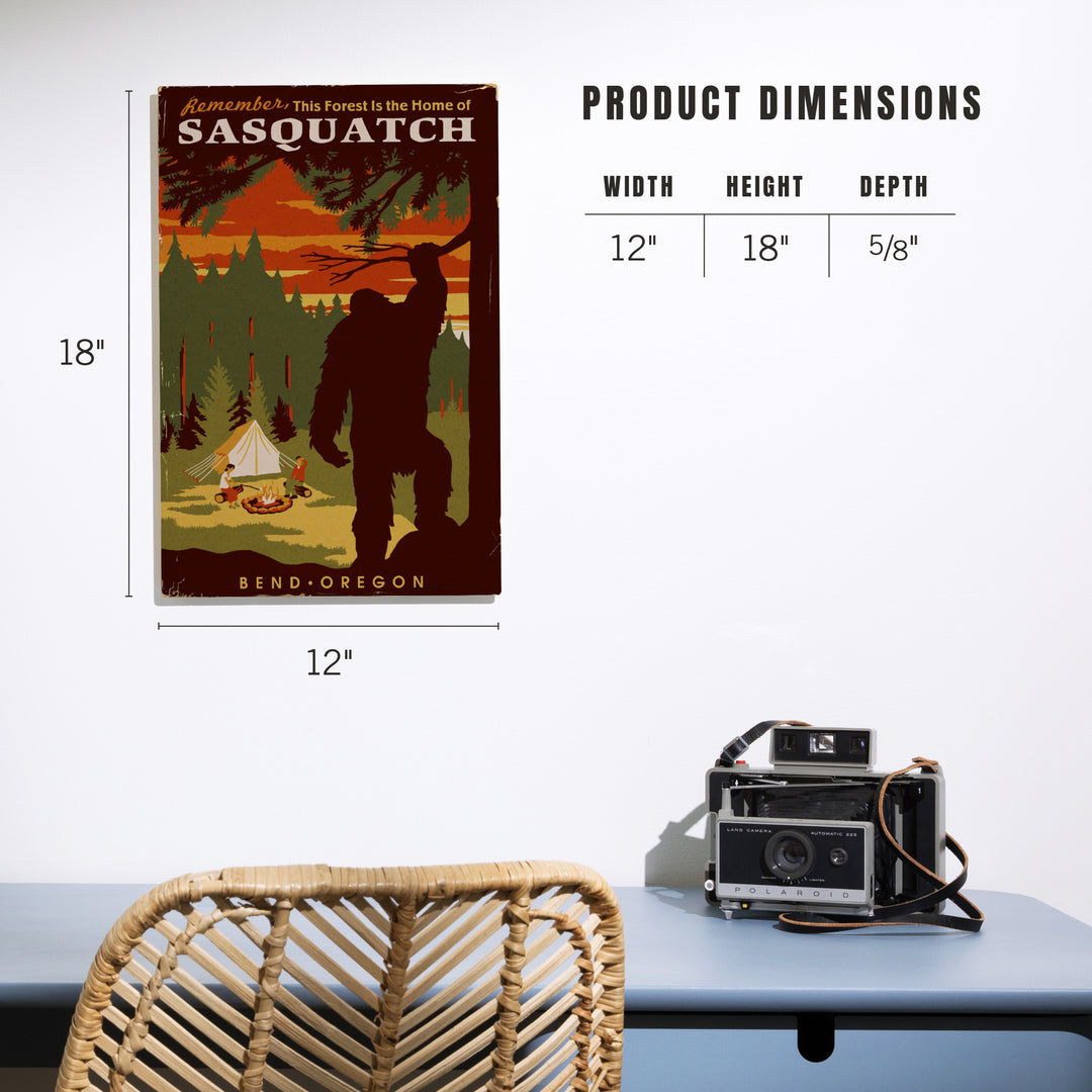 Bend, Oregon, Home of Sasquatch, Wood Signs and Postcards Wood Lantern Press 