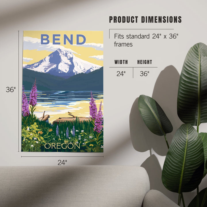 Bend, Oregon, Mountain and Lake Scene, Art & Giclee Prints Art Lantern Press 