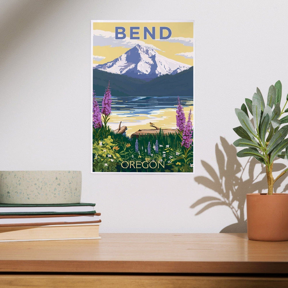 Bend, Oregon, Mountain and Lake Scene, Art & Giclee Prints Art Lantern Press 