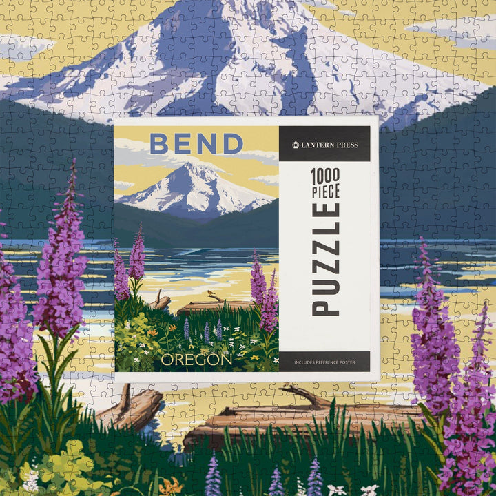 Bend, Oregon, Mountain and Lake Scene, Jigsaw Puzzle Puzzle Lantern Press 