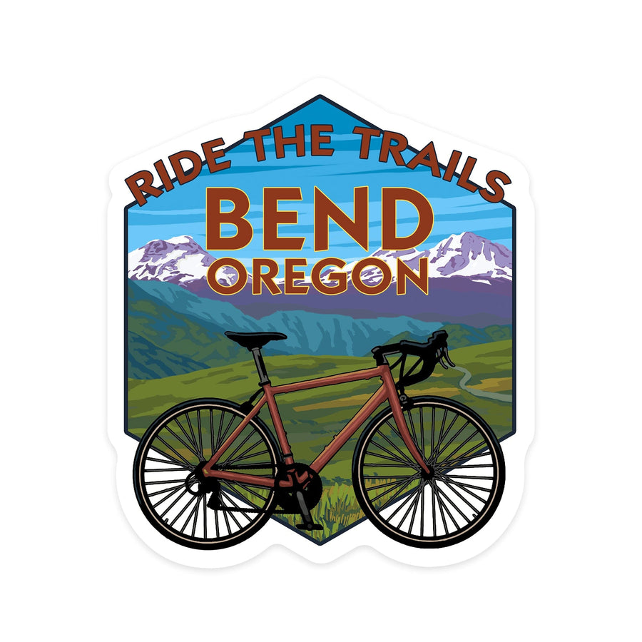 Bend, Oregon, Mountain Bike Scene, Contour, Lantern Press Artwork, Vinyl Sticker Sticker Lantern Press 