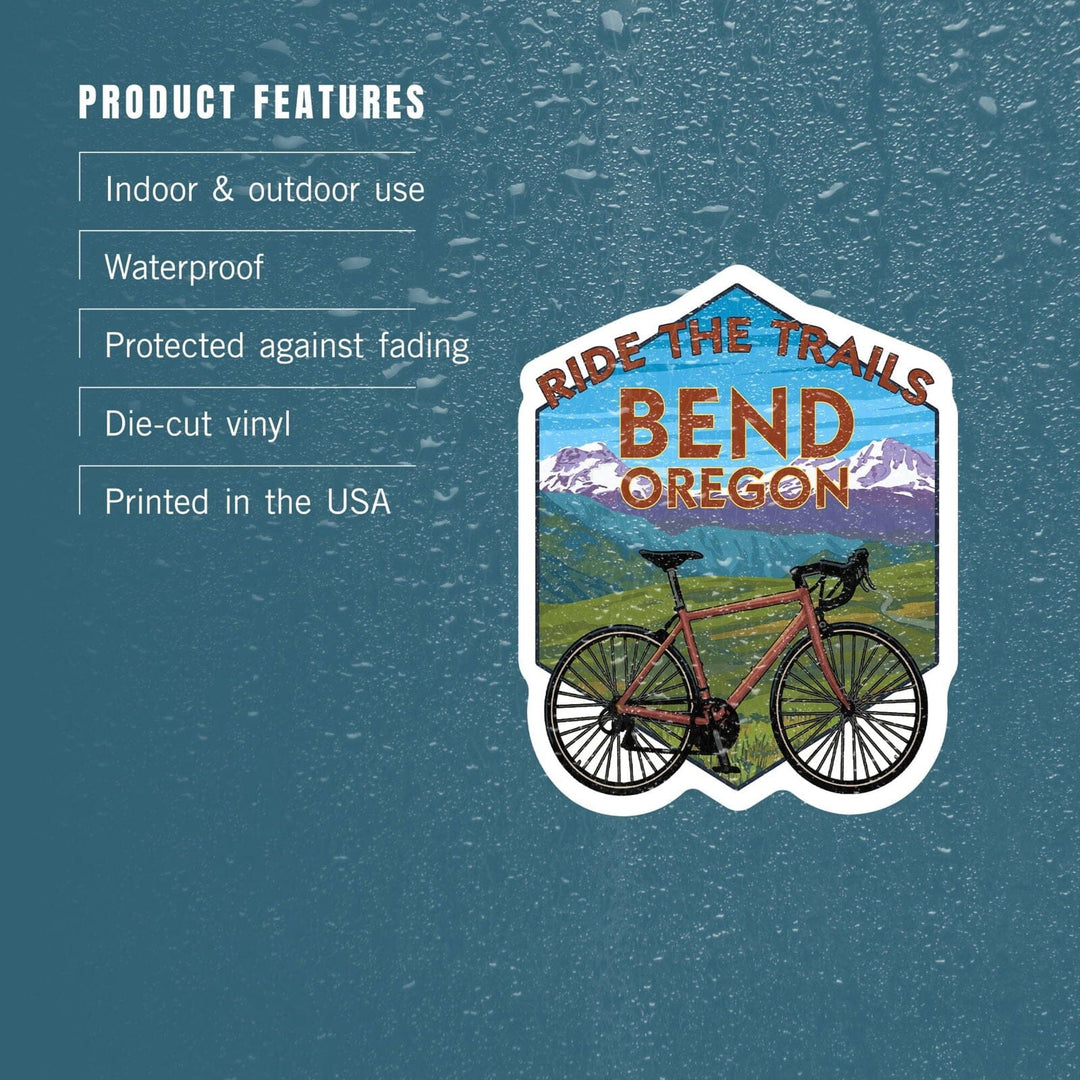 Bend, Oregon, Mountain Bike Scene, Contour, Lantern Press Artwork, Vinyl Sticker Sticker Lantern Press 