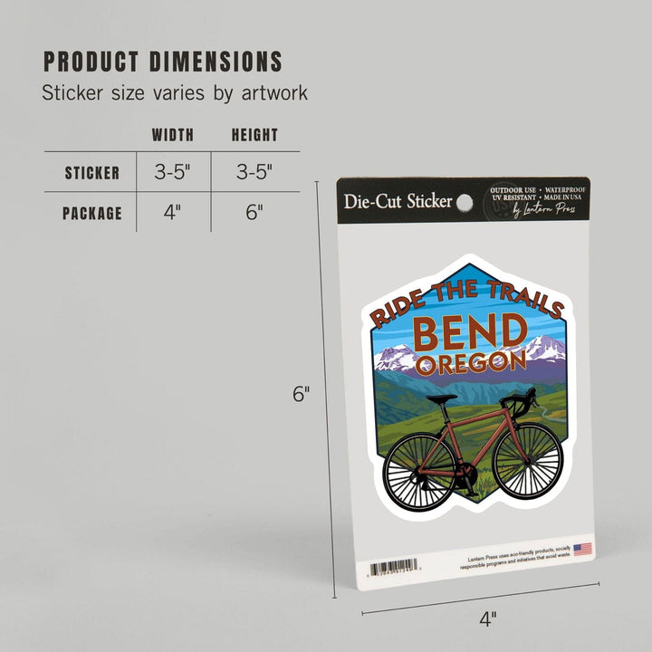 Bend, Oregon, Mountain Bike Scene, Contour, Lantern Press Artwork, Vinyl Sticker Sticker Lantern Press 