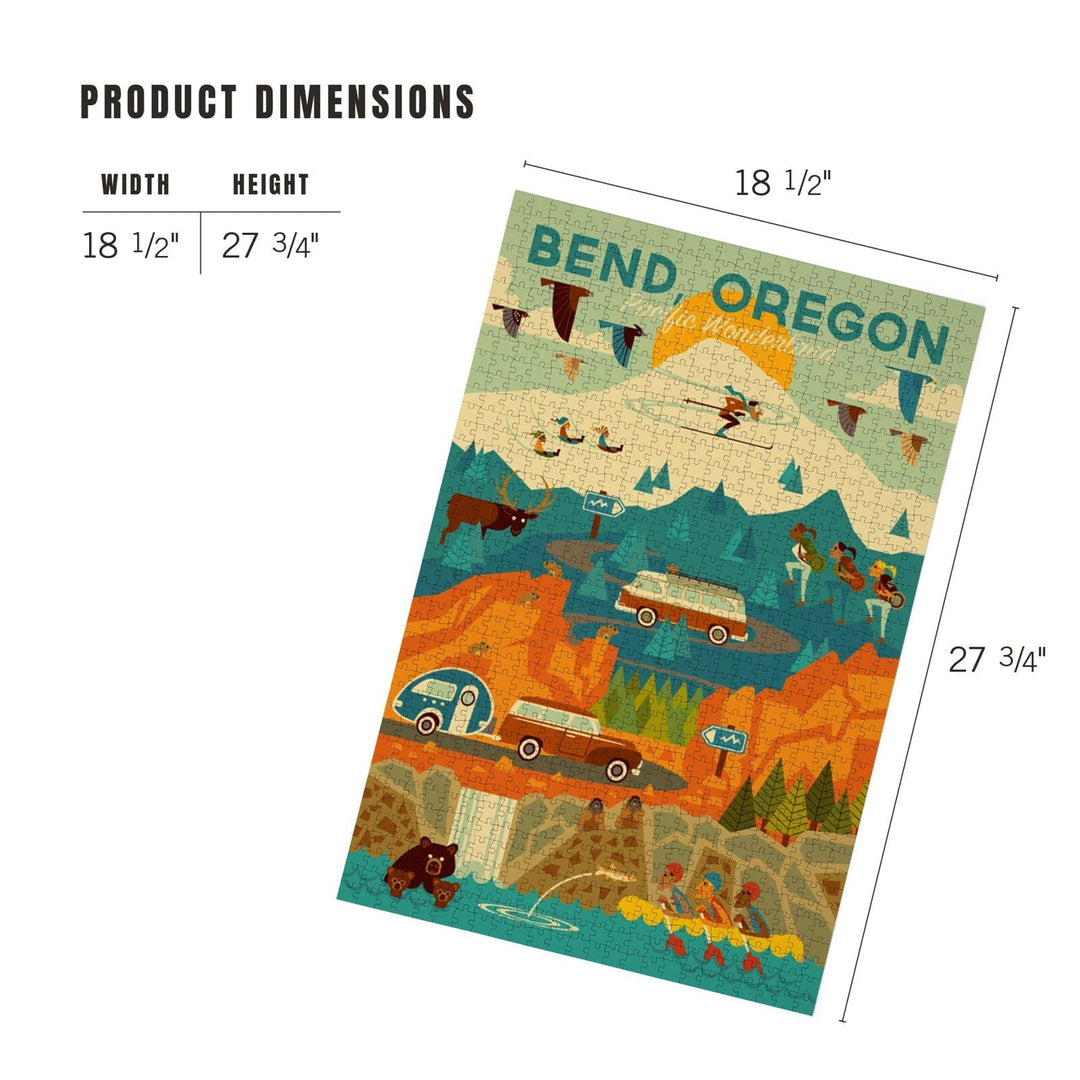 Bend, Oregon, Pacific Wonderland, Geometric, Jigsaw Puzzle Puzzle Lantern Press 