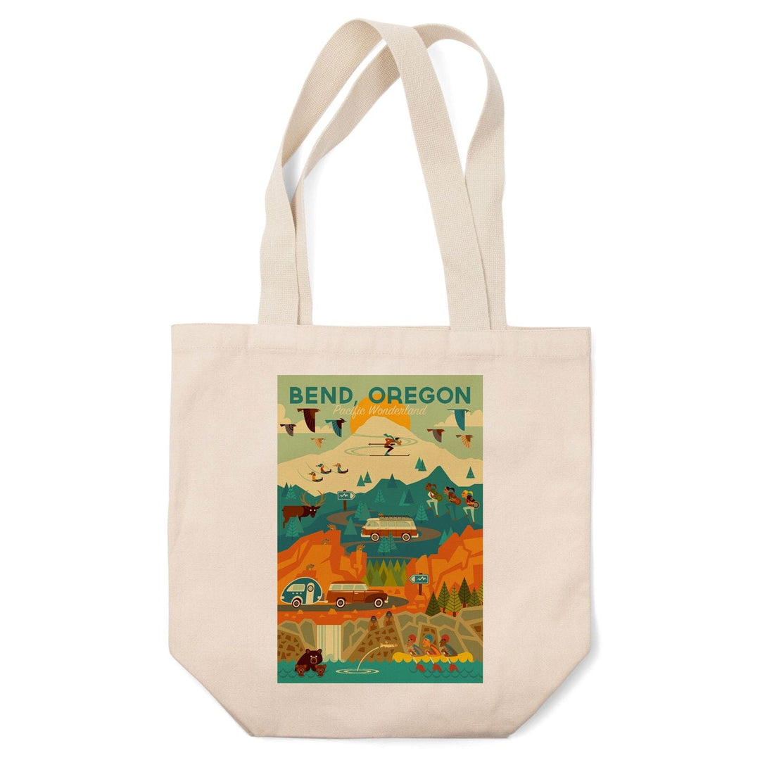 Bend, Oregon, Pacific Wonderland, Geometric, Tote Bag Totes Lantern Press 