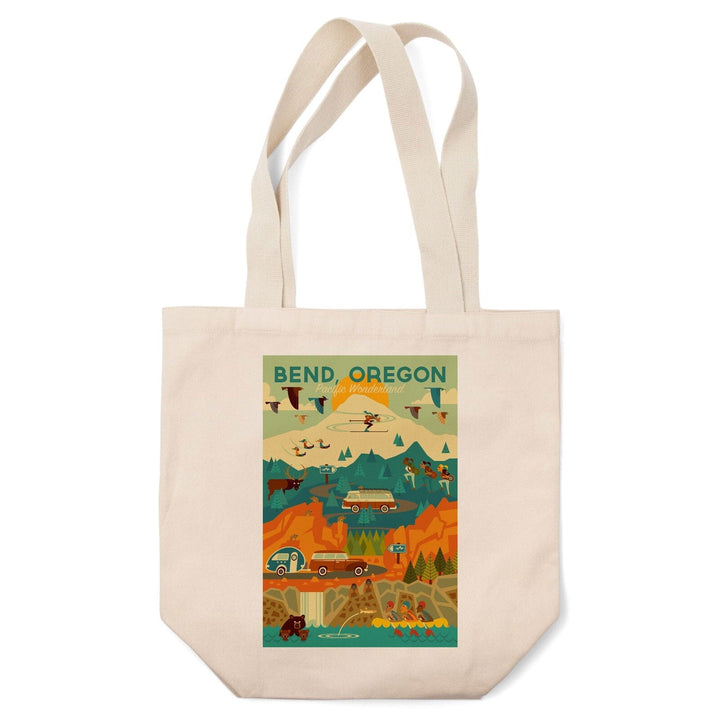 Bend, Oregon, Pacific Wonderland, Geometric, Tote Bag Totes Lantern Press 