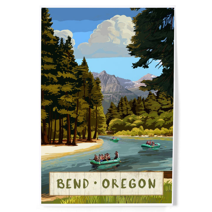 Bend, Oregon, River Rafting, Art & Giclee Prints Art Lantern Press 