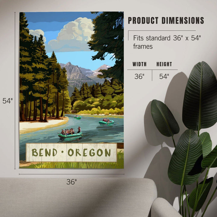 Bend, Oregon, River Rafting, Art & Giclee Prints Art Lantern Press 