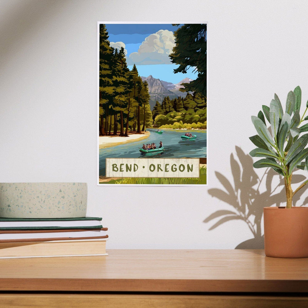 Bend, Oregon, River Rafting, Art & Giclee Prints Art Lantern Press 