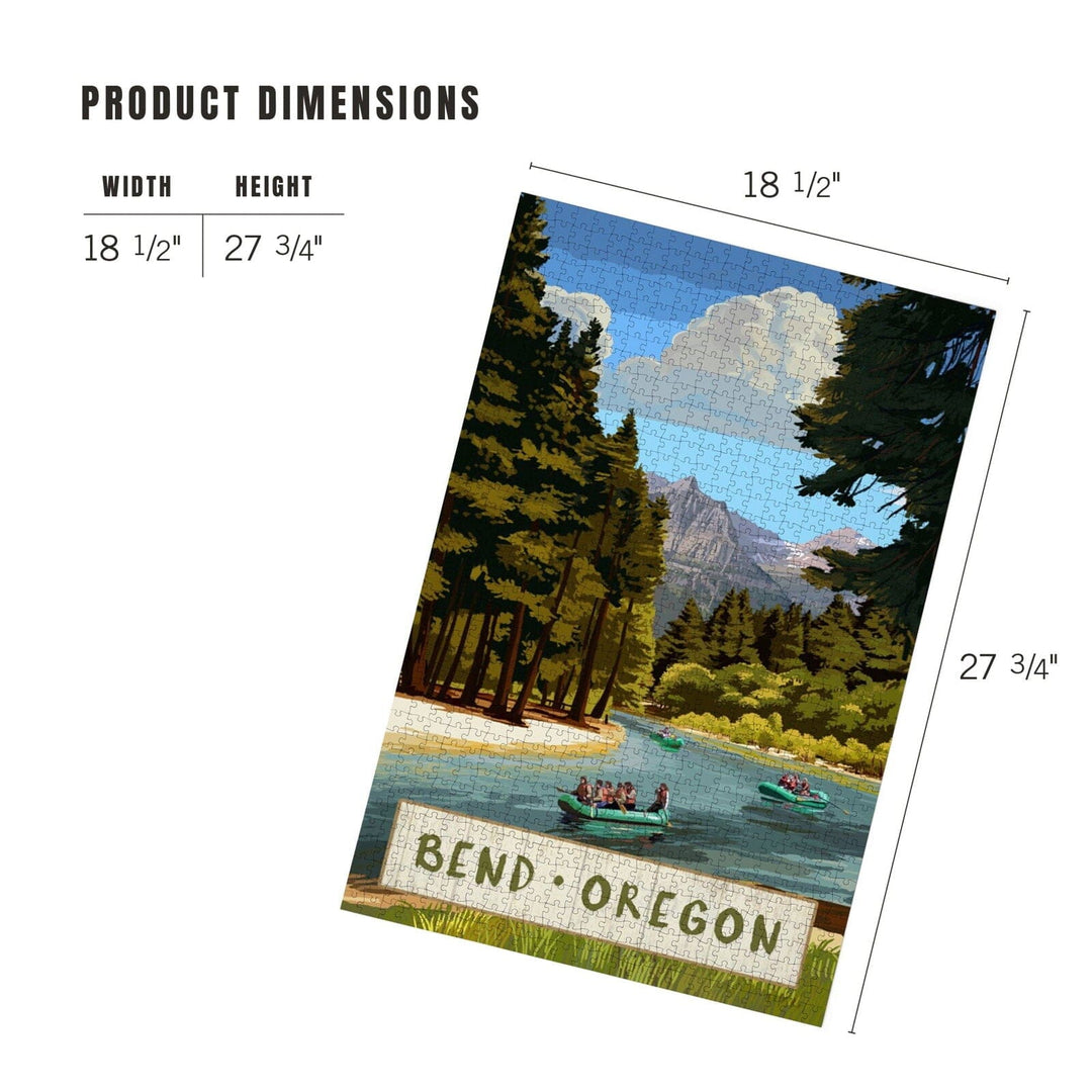 Bend, Oregon, River Rafting, Jigsaw Puzzle Puzzle Lantern Press 