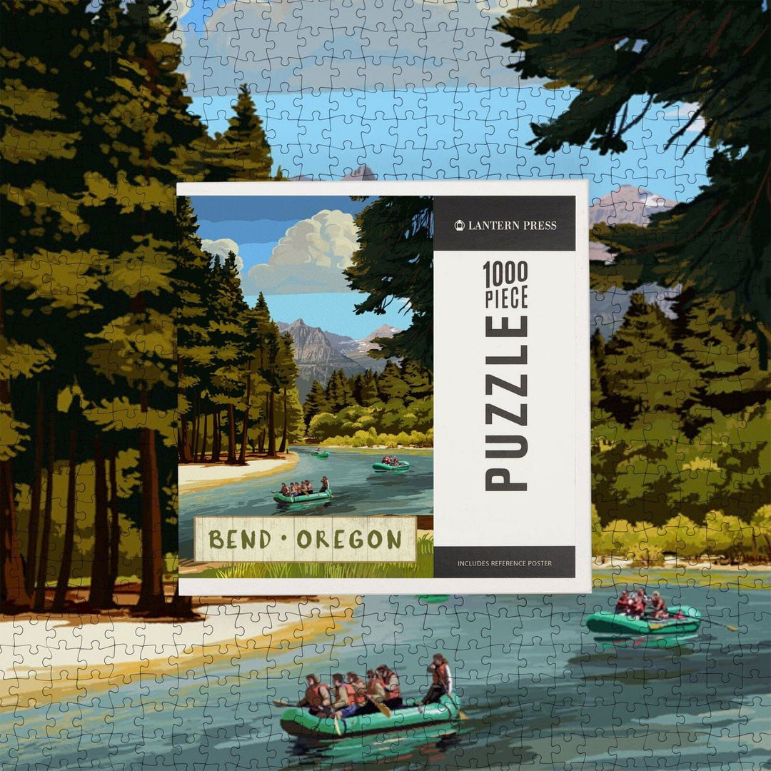 Bend, Oregon, River Rafting, Jigsaw Puzzle Puzzle Lantern Press 