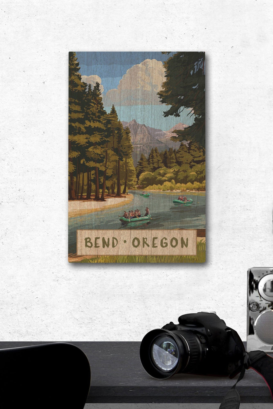 Bend, Oregon, River Rafting, Lantern Press Artwork, Wood Signs and Postcards Wood Lantern Press 12 x 18 Wood Gallery Print 