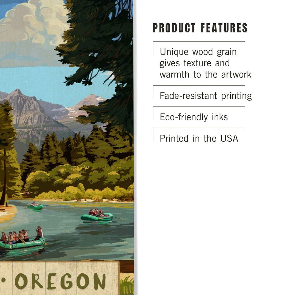 Bend, Oregon, River Rafting, Lantern Press Artwork, Wood Signs and Postcards Wood Lantern Press 